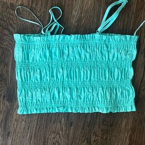 Aqua Smocked Tube Top with Straps